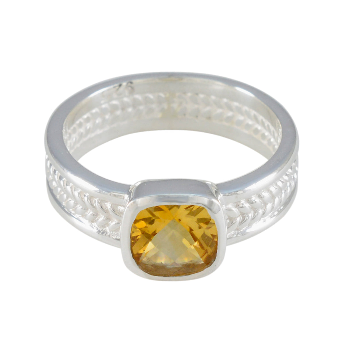 Paula Rope-Wire Yellow Solitaire Band Citrine Yellow
