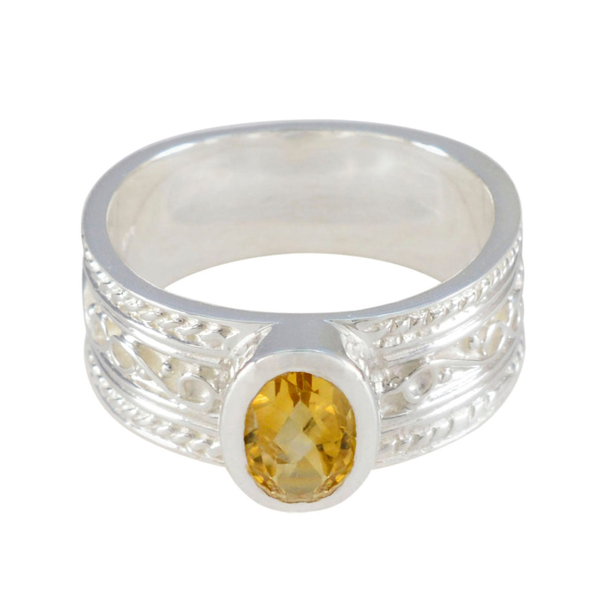 Mathilde Twist Yellow Solitaire Band Citrine Yellow