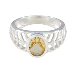 Angel Art Deco Yellow Solitaire Ring Citrine Yellow