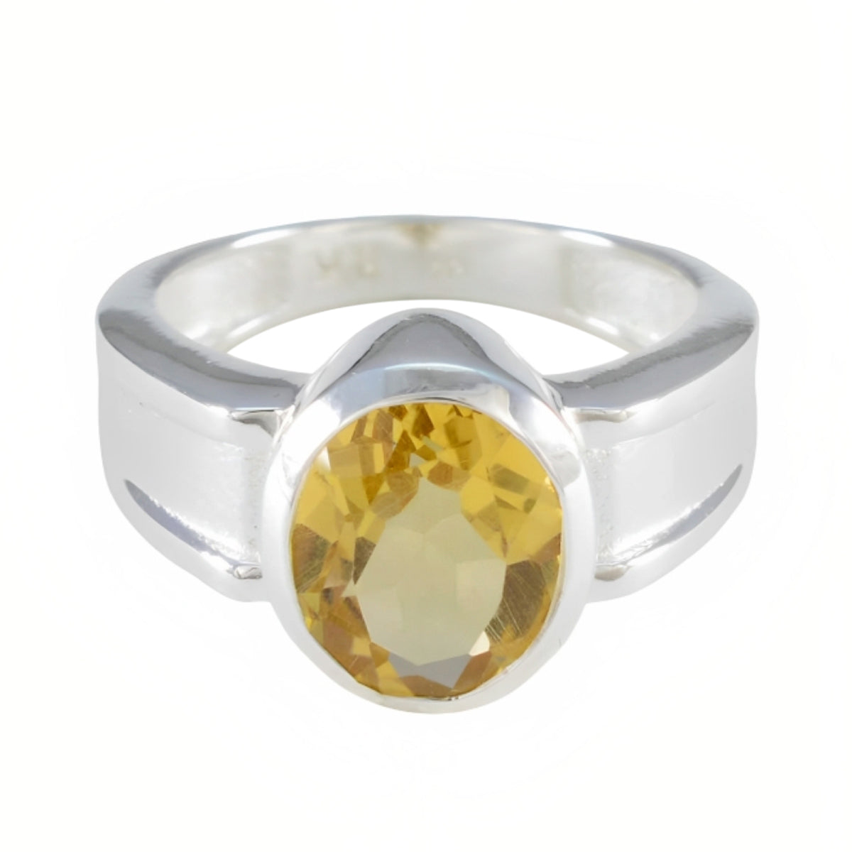Florencia Glamorous Yellow Solitaire Ring Citrine Yellow