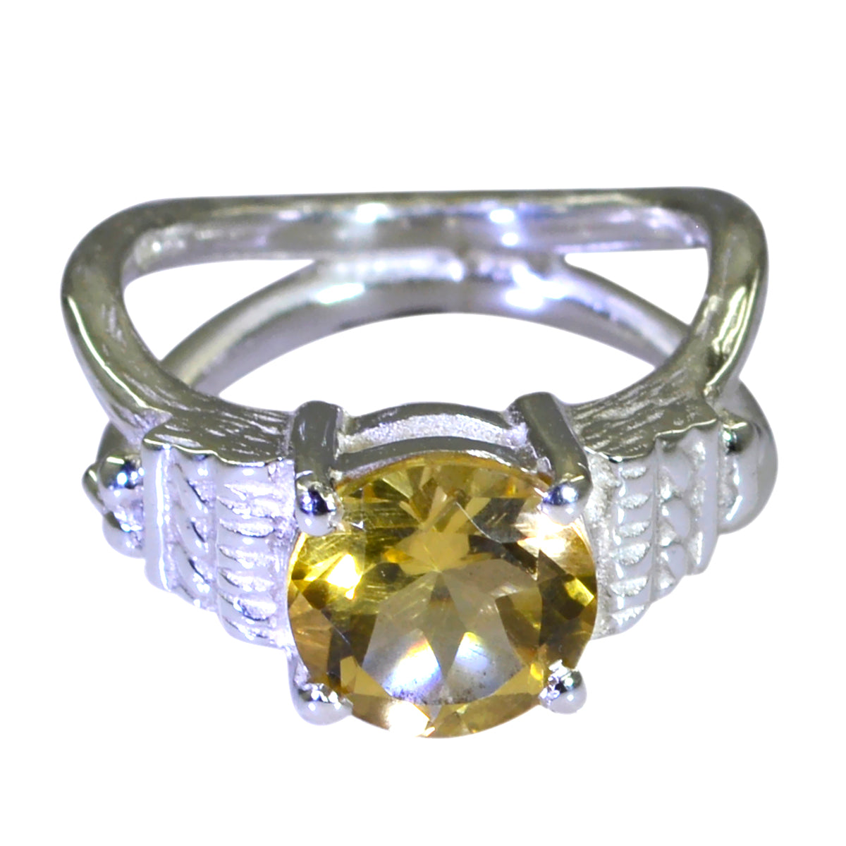 Aisha Contemporary Yellow Solitaire Ring Citrine Yellow