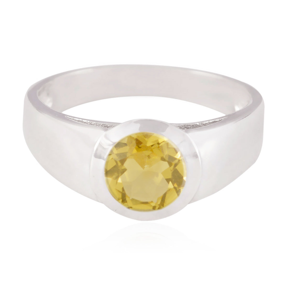 Nisa Contemporary Yellow Solitaire Ring Citrine Yellow