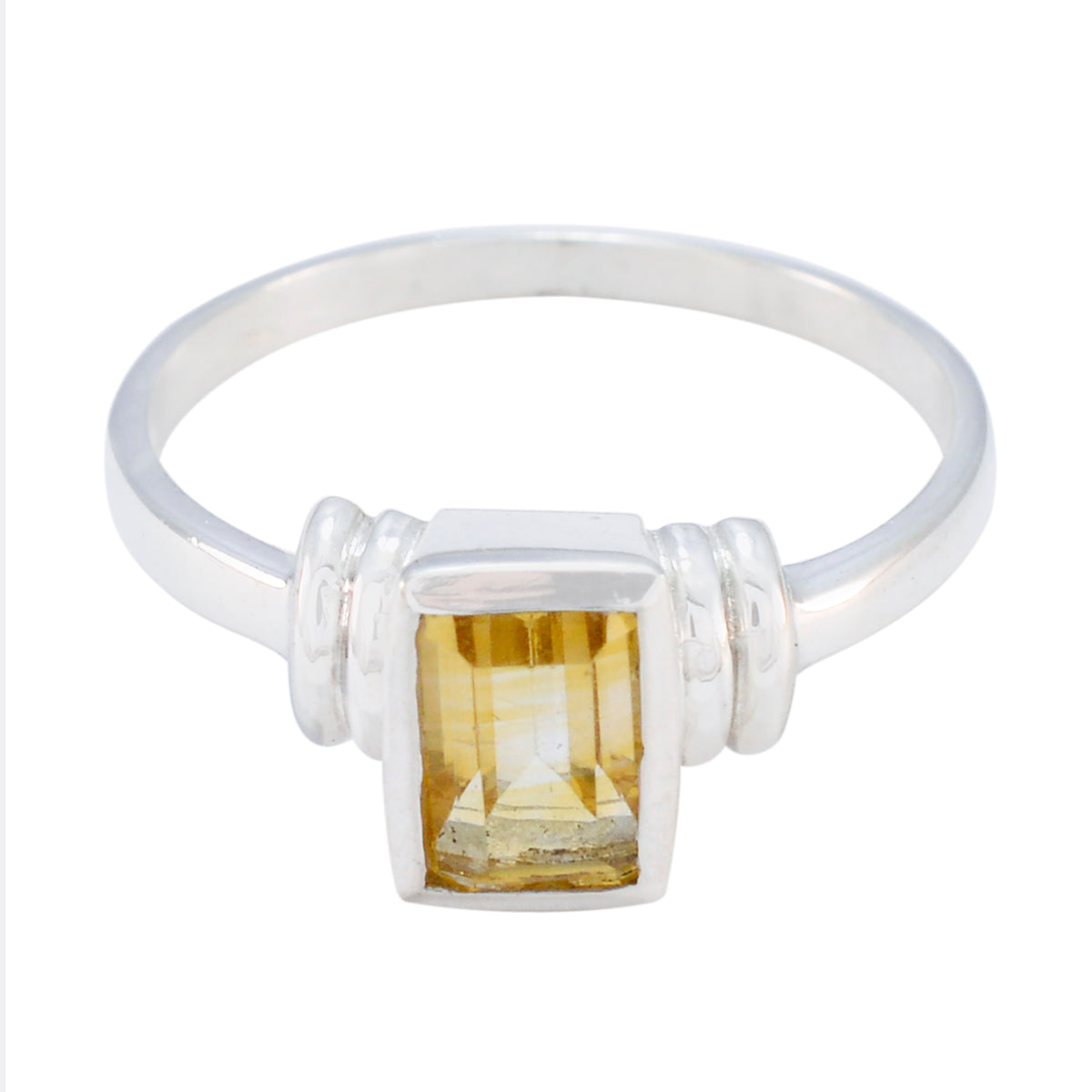 Rina Feminine Yellow Solitaire Ring Citrine Yellow