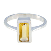 Ava Yellow Solitaire Ring with Rectangular Gemstone Citrine Yellow