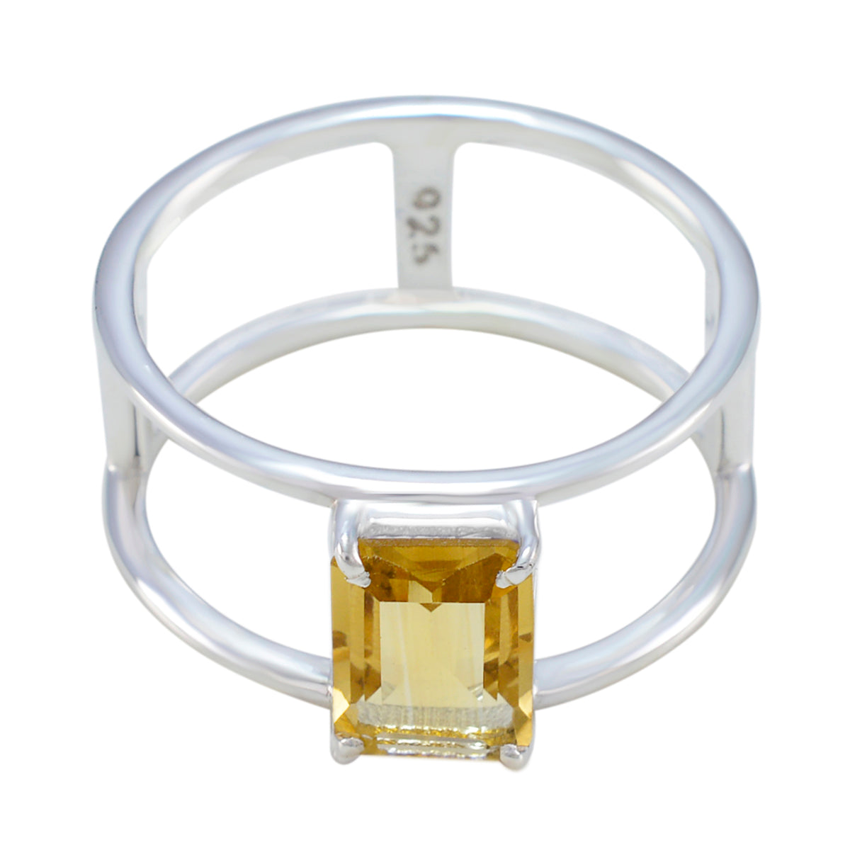 Xiu Geometric Yellow Solitaire Band Citrine Yellow