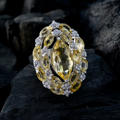 Victoria yellow gemstone statement ring - pear halo