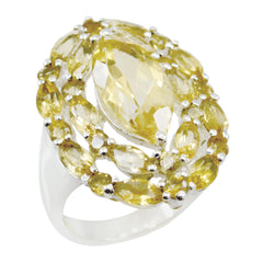 Victoria yellow gemstone statement ring - pear halo Citrine Yellow