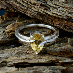 Evelyn Yellow Gemstone Halo Ring with Silver Band