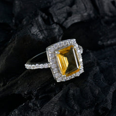Lakshmi Yellow Gemstone Halo Ring with Diamond Accent