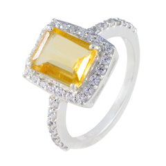 Lakshmi Yellow Gemstone Halo Ring with Diamond Accent