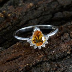 Ha-eun Yellow Gemstone Halo Ring with Silver Band