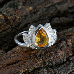 Ayesha Yellow Gemstone Halo Ring with Sterling Silver