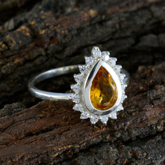 Riley Yellow Gemstone Halo Ring with Sterling Silver