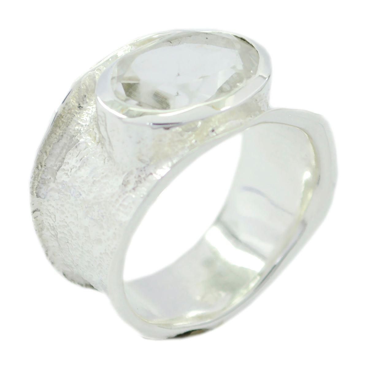 Anna Oversized White Solitaire Band Crystal Quartz White
