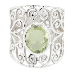 Layla Light Green Solitaire Ring in Elegant Design Green Amethyst Green