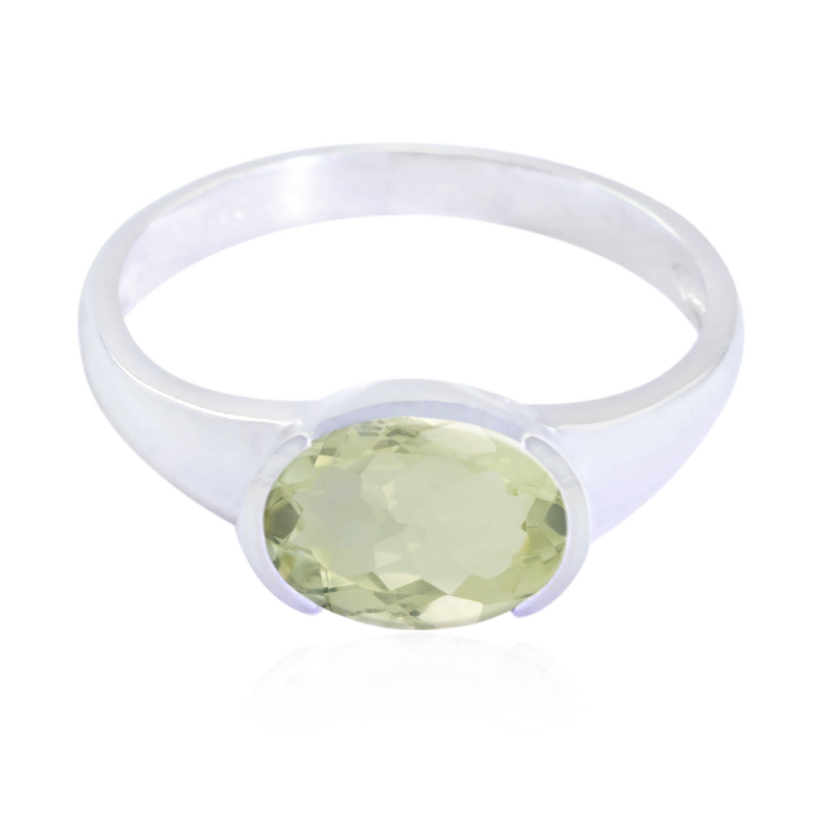 Maria Modern Light Green Solitaire Ring Green Amethyst Green