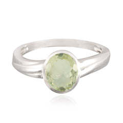 Hanna Artisan Light Green Solitaire Ring Green Amethyst Green