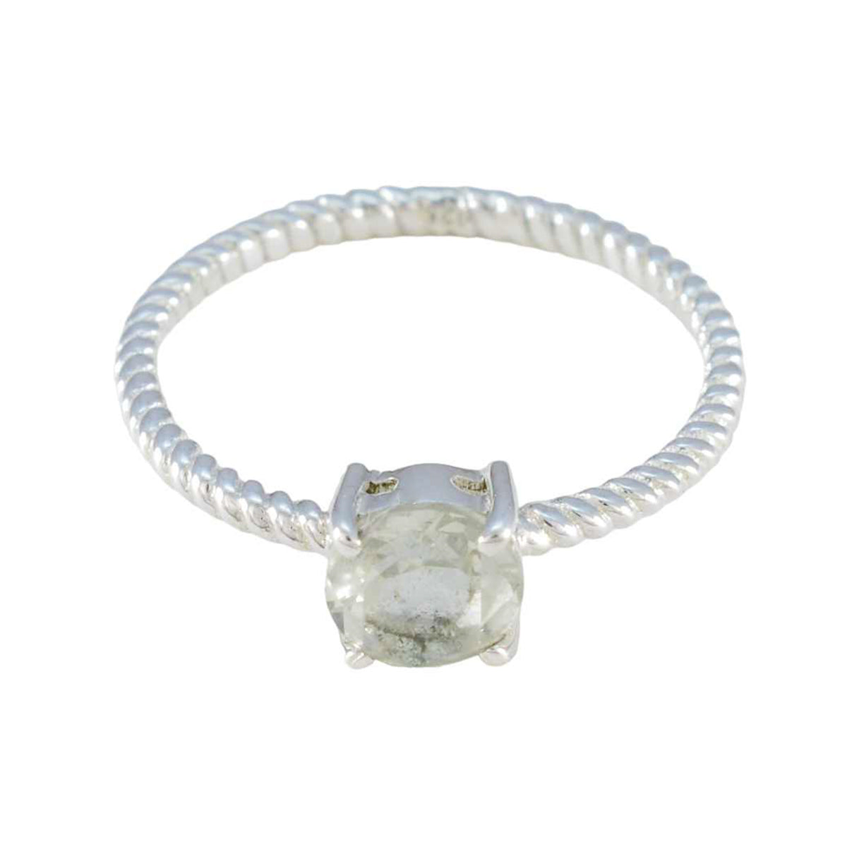 Addison Twist Light Green Solitaire Ring Green Amethyst Green