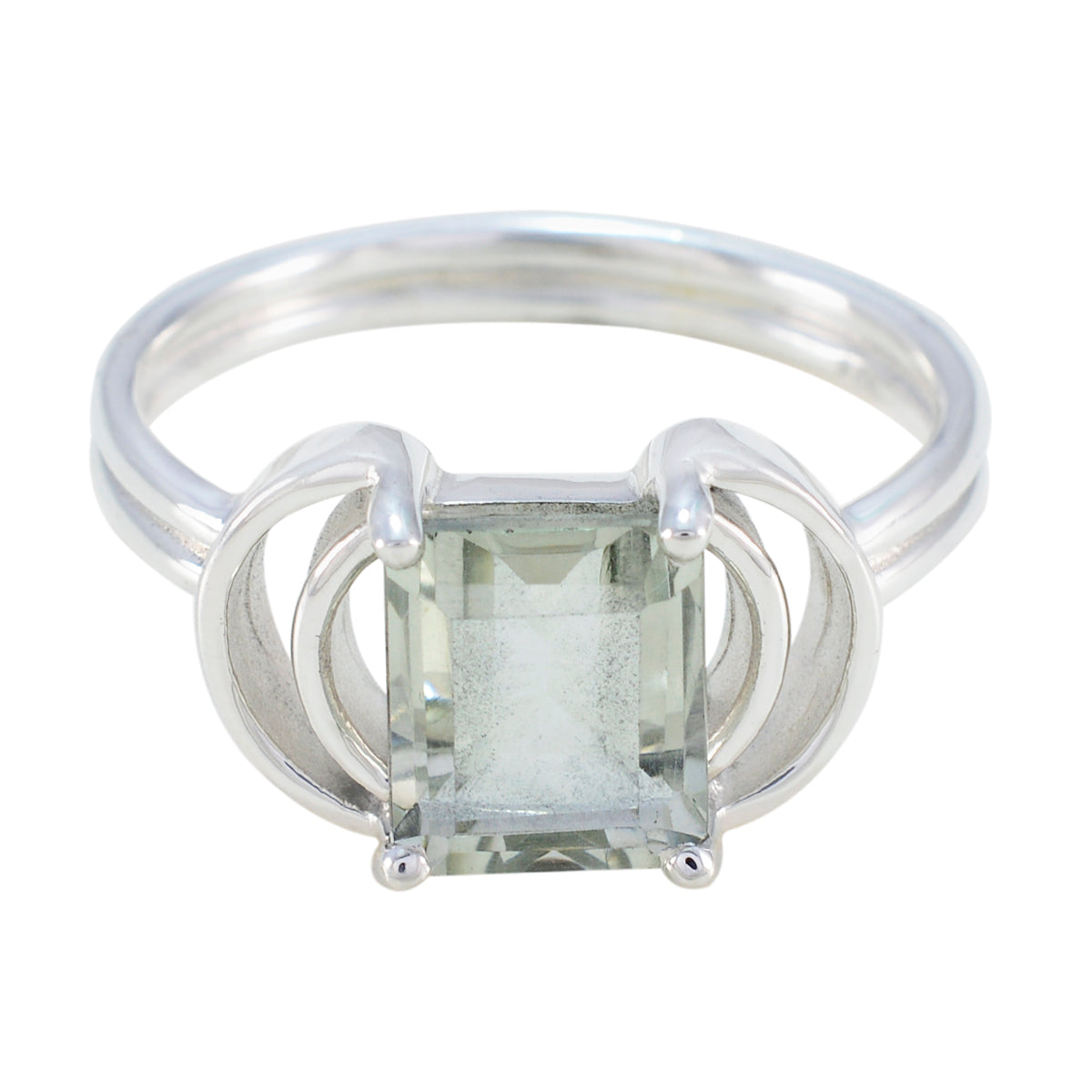 Ananya Trendy Light Green Solitaire Ring Green Amethyst Green