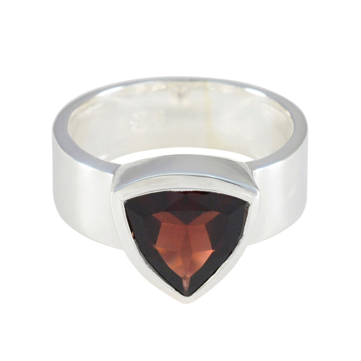 Valentina Signet Red Solitaire Band Garnet Red