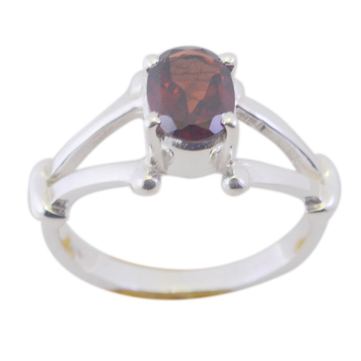 Olivia Traditional Red Solitaire Ring Garnet Red