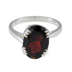 Kristine Contemporary Red Solitaire Ring Garnet Red