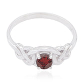 Yuna Red Solitaire Ring for Women with Silver Detail Garnet Red