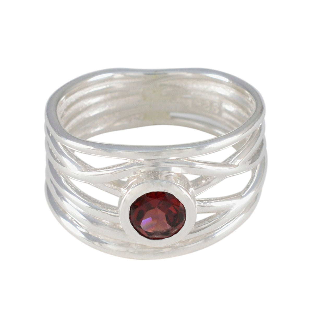 Leah Rope-Wire Red Solitaire Band Garnet Red