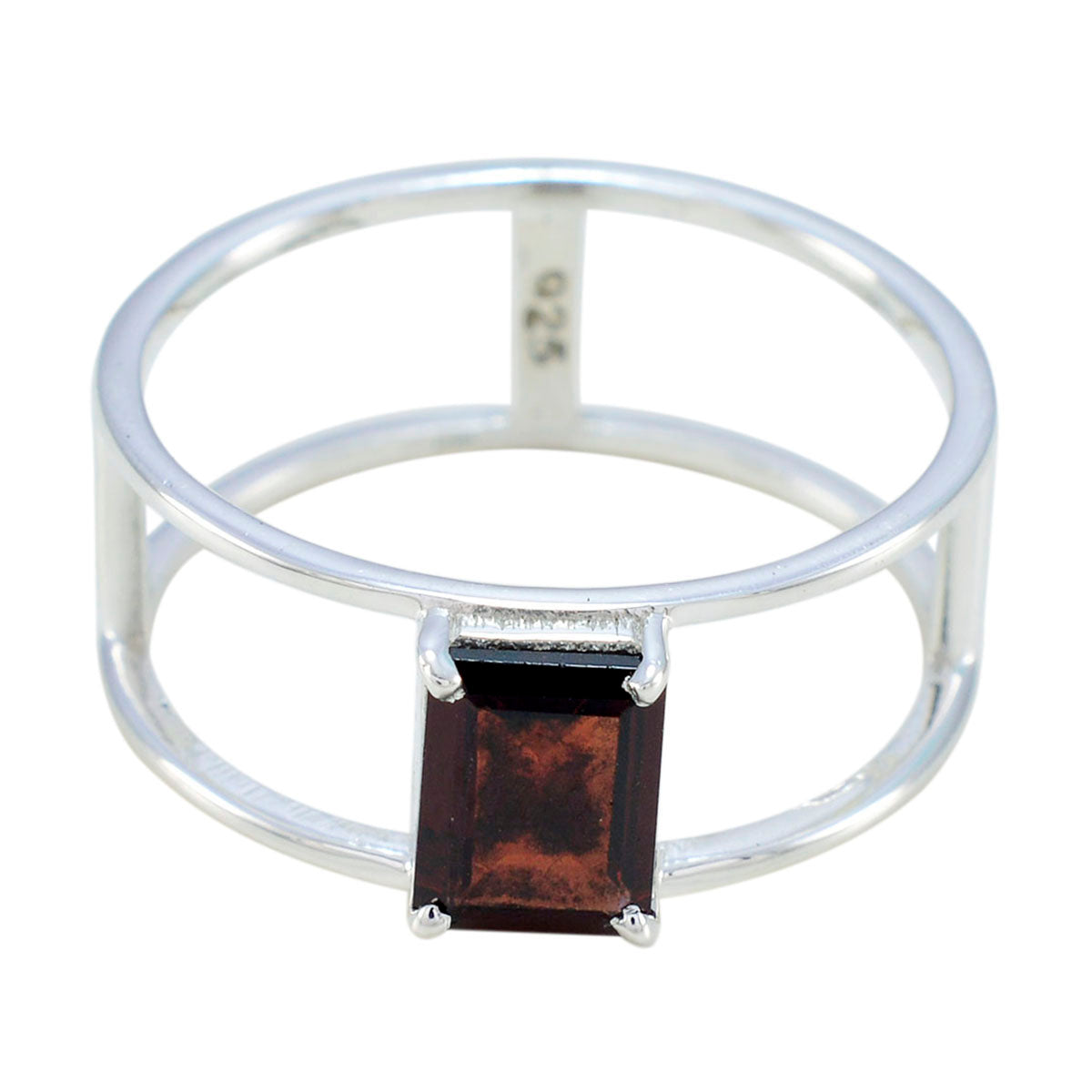 Yan Geometric Red Solitaire Band Garnet Red