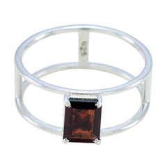 Yan Geometric Red Solitaire Band Garnet Red