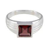 Aisha Red Solitaire Ring for Women in Silver Garnet Red