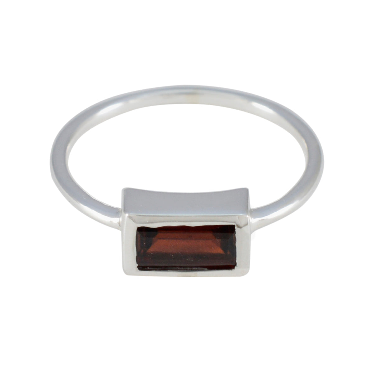 Meera Red Solitaire Ring for Women in Silver Garnet Red