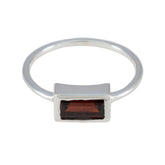 Meera Red Solitaire Ring for Women in Silver Garnet Red