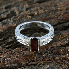 Yasmin Red Solitaire Ring for Women with Elegant Silver Band