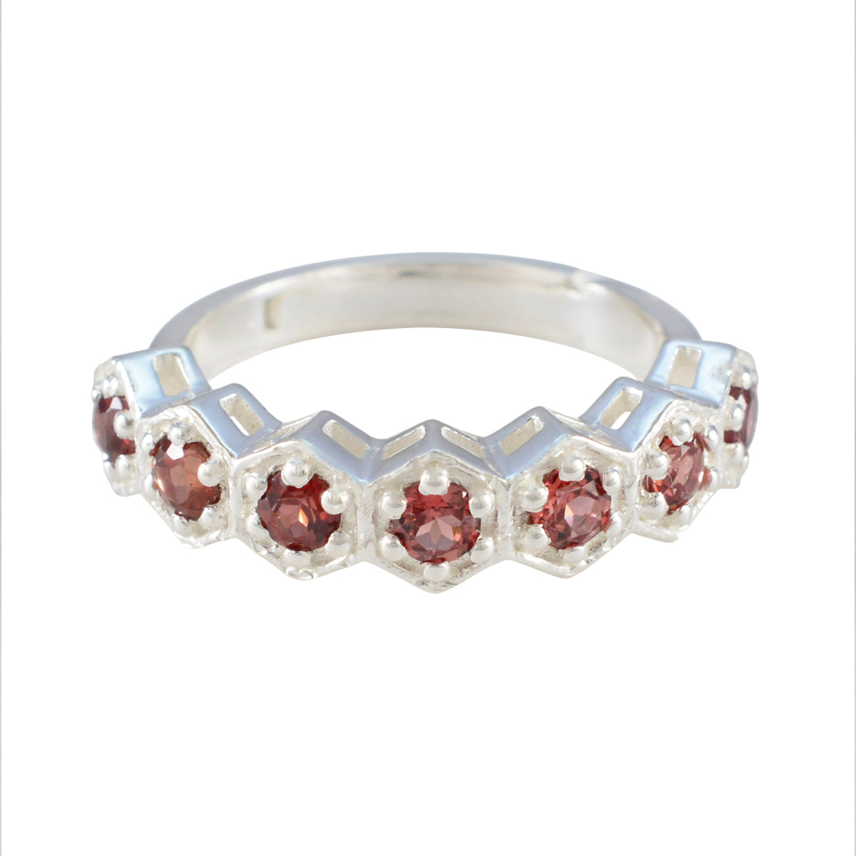Jiwoo Contemporary Red Hepta Band Garnet Red