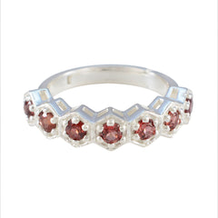 Jiwoo Contemporary Red Hepta Band Garnet Red