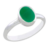 Chen Green Solitaire Ring Elegant Silver Jewelry Green Onyx Green