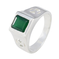 Araya Modern Green Solitaire Ring with Silver Band