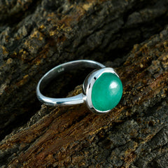 Ines Contemporary Green Solitaire Ring in Silver