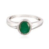 Hannah Green Solitaire Ring India in Silver Band Indian Emerald Green