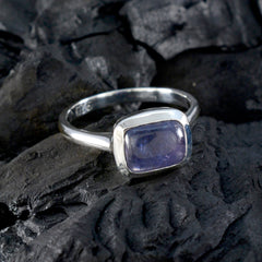 Leah Blue Solitaire Ring with Sterling Silver Band