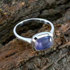 Leah Blue Solitaire Ring with Sterling Silver Band