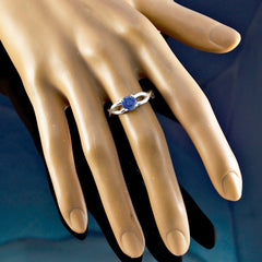 Mei Blue Solitaire Ring in Sterling Silver