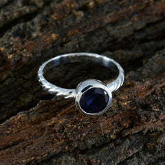 Naomi Blue Solitaire Ring with Twisted Silver Band