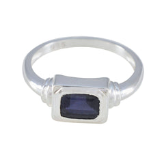 Lakshmi Blue Solitaire Ring for Women in Silver Iolite Blue