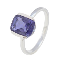 Hye-jin Blue Solitaire Gemstone Ring in Silver