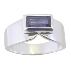 Ayesha Modern Blue Solitaire Ring in Sterling Silver Iolite Blue