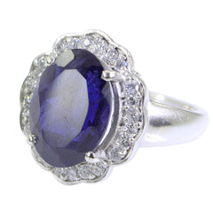 Hannah Blue Gemstone Halo Ring with Sparkling Accents