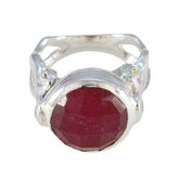 Nisa Red Solitaire Ring with Bold Gemstone Design Indian Ruby Red
