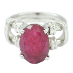 Elena Red Solitaire Ring with Oval Gemstone Design Indian Ruby Red